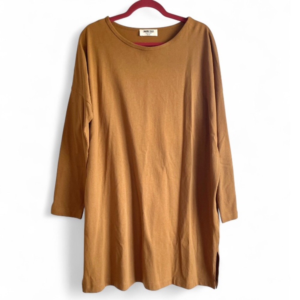Double Zero 100% Cotton Brown Oversized Knit T Shirt Dress Size M